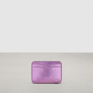 Coach Wavy Card Case In Metallic Coachtopia Leather Rose Metal | COH865709