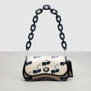Coach Wavy Dinky Bag In Coachtopia Leather With Cherry Print Noir Multicolore | COH864960