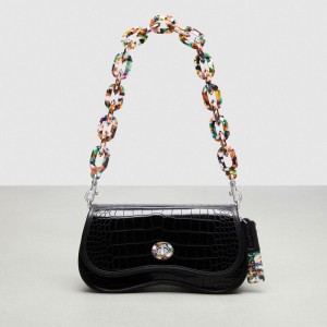 Coach Wavy Dinky Bag In Croc Embossed Coachtopia Leather Noir | COH864849