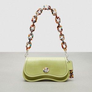 Coach Wavy Dinky Bag In Croc Embossed Coachtopia Leather Vert Clair | COH864789