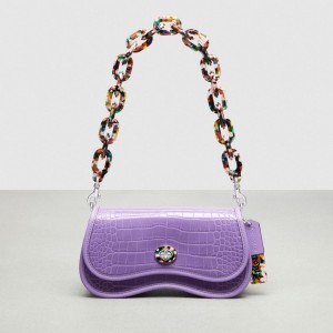 Coach Wavy Dinky Bag In Croc Embossed Coachtopia Leather Violette | COH865416