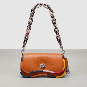 Coach Wavy Dinky Bag With Colorful Binding In Upcrafted Leather Marron | COH864986