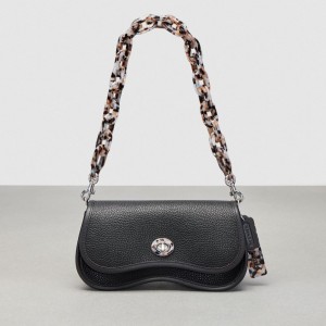 Coach Wavy Dinky Bag With Crossbody Strap Noir | COH864978
