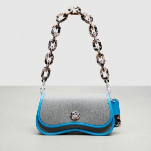 Coach Wavy Dinky Bag With Crossbody Strap Grise Bleu | COH864755