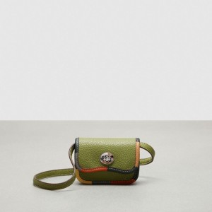 Coach Wavy Wallet With Colorful Binding In Upcrafted Leather Vert Olive Vert Multicolore | COH865557
