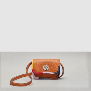 Coach Wavy Wallet With Colorful Binding In Upcrafted Leather Marron | COH865591