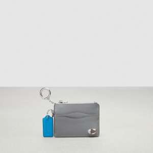 Coach Wavy Zip Card Case With Key Ring In Smooth Coachtopia Leather Grise | COH865657