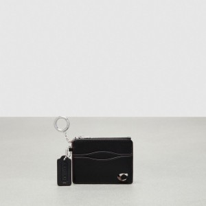 Coach Wavy Zip Card Case With Key Ring In Smooth Coachtopia Leather Noir | COH865706