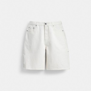 Coach White Denim Shorts In Organic Cotton Blanche | COH866956