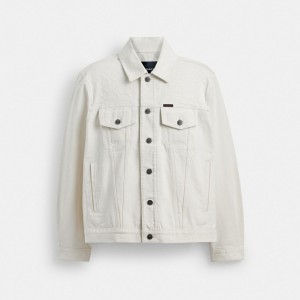 Coach White Denim Trucker In Organic Cotton Blanche | COH866880