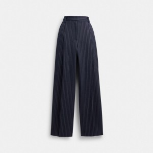 Coach Wide Leg Trousers Bleu Marine Blanche | COH866033
