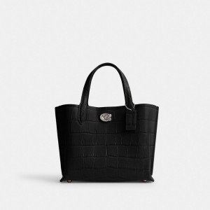 Coach Willow Tote Bag 24 Argent Noir | COH865042