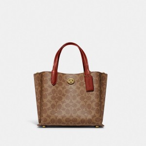 Coach Willow Tote Bag 24 In Signature Canvas Marron Rouge | COH865324