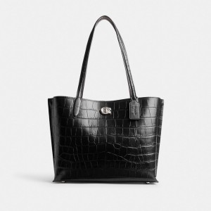 Coach Willow Tote Bag Argent Noir | COH865060