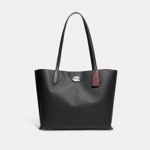 Coach Willow Tote Bag Argent Noir | COH865066