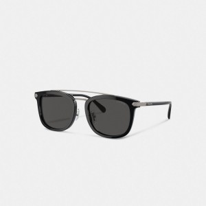 Coach Wrap Around Hangtag Browbar Sunglasses Noir | COH867058