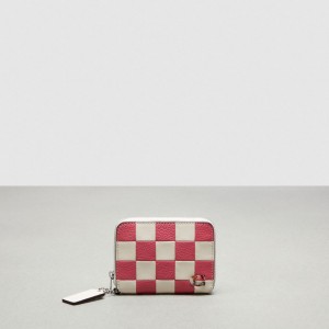 Coach Zip Around Wallet In Checkerboard Upcrafted Leather Rose | COH865601