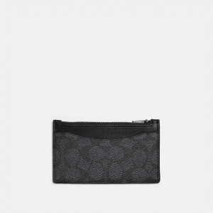 Coach Zip Card Case In Signature Canvas Grise | COH865691