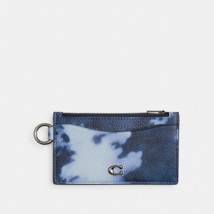 Coach Zip Card Case With Tie Dye Print Bleu Marine Multicolore | COH866778